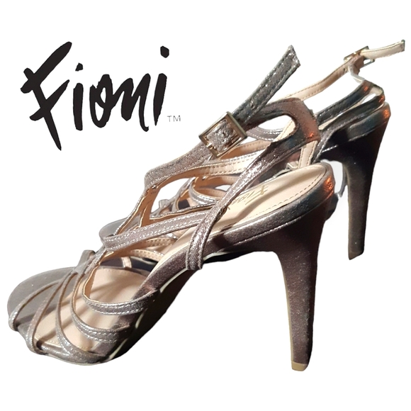 FIONI golden gladiator greek goddess buckle stiletto open toe heels Size 8.5 - Picture 9 of 12